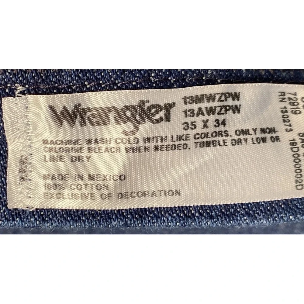 Wrangler‎ Jeans Mens 35x34 Blue Cotton Denim Western Cowboy Rodeo